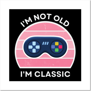 I'm not old, I'm Classic | Game Controller | Retro Hardware | Vintage Sunset | Gamer girl, '80s '90s Video Gaming Posters and Art